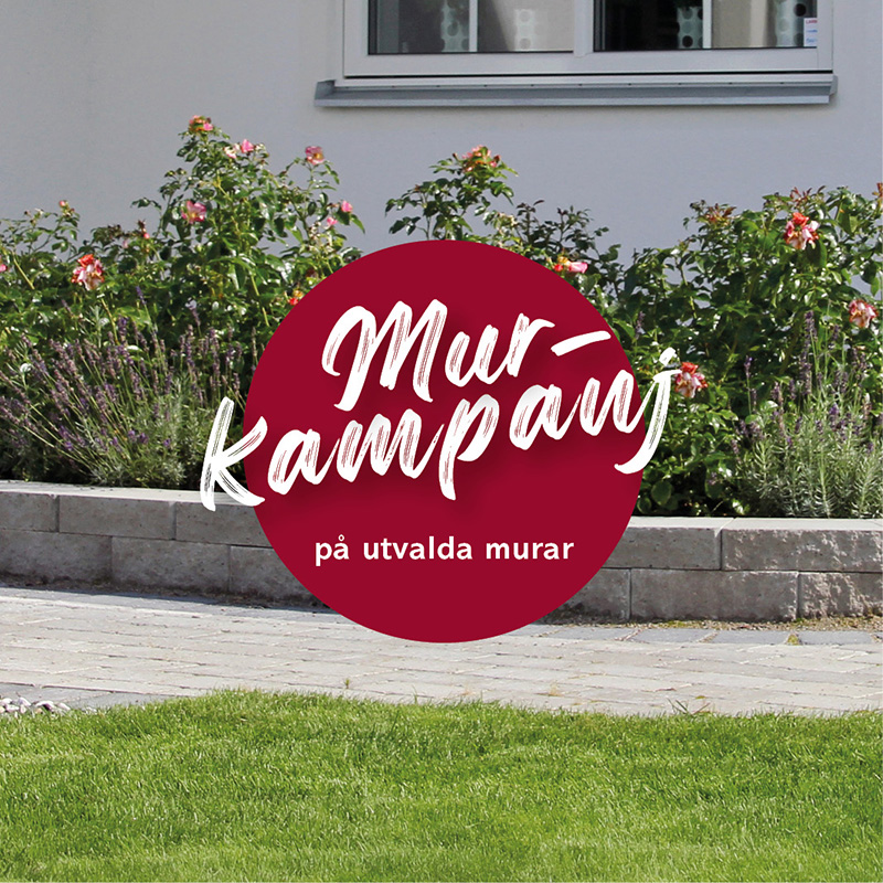  Trädgårdsmur med reklamknappen Murkampanj.